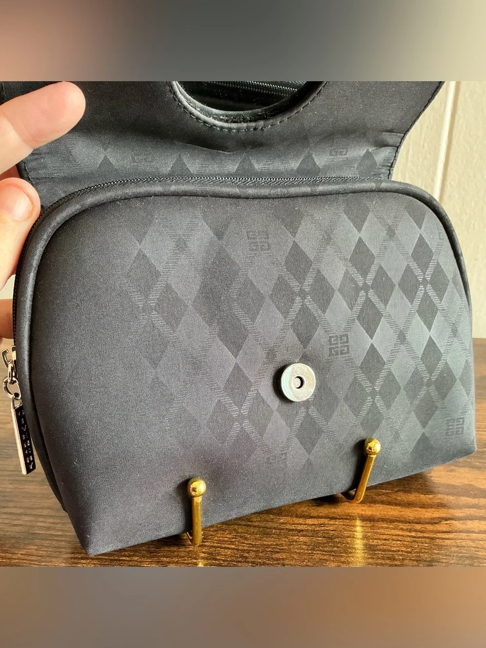 A vintage GWP Givenchy Parfums crystal-embellished makeup pouch/clutch Bag